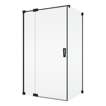 Ușă de duș Sanswiss Cadura, batantă cu parte fixă, stânga, 120×200 cm, profil negru mat